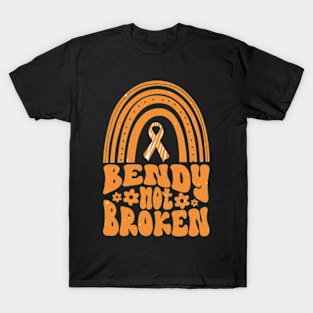 Ehlers-Danlos Syndrome Awareness Ribbon: Bendy Not Broken Orange Boho Rainbow T-Shirt